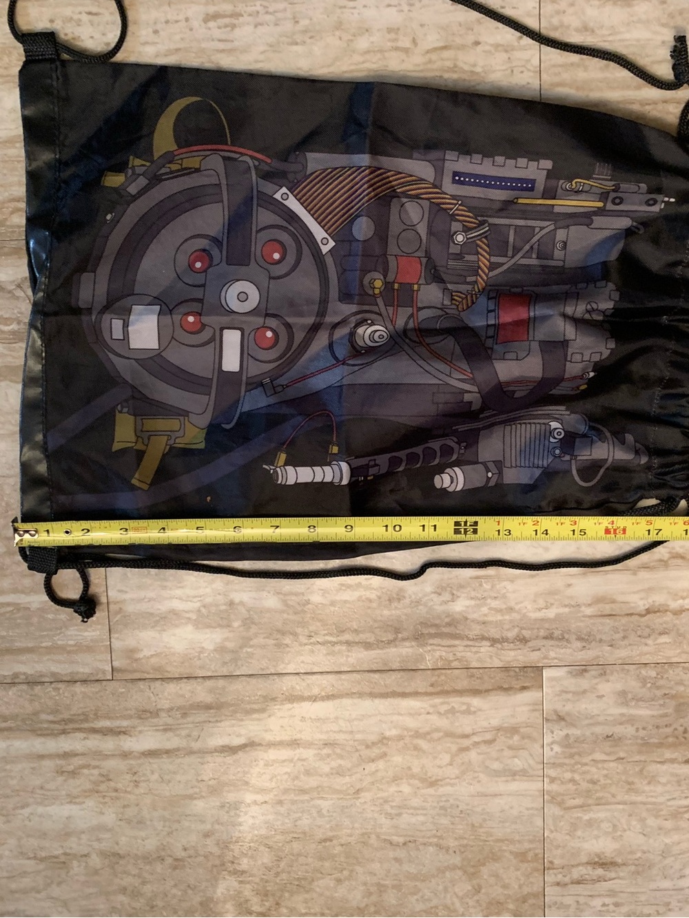 Black Graphic Drawstring Backpack - Picture 3 of 7